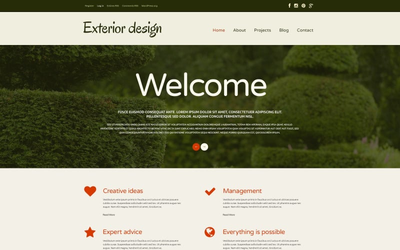 Tema WordPress reattivo per il design del giardino