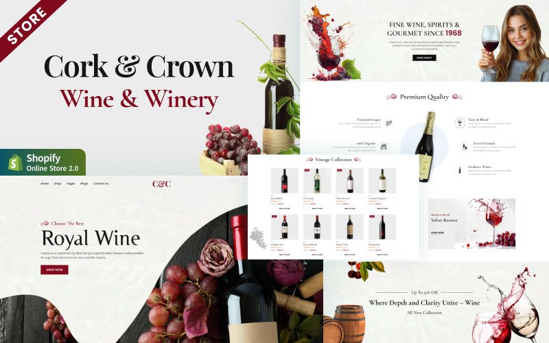 Cork Crown Wine - Loja de vinhos, tema Shopify da vinícola