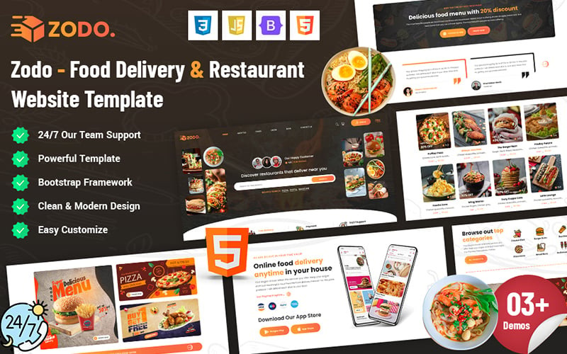 Zodo - Plantilla para sitio web de restaurantes y entrega de comida