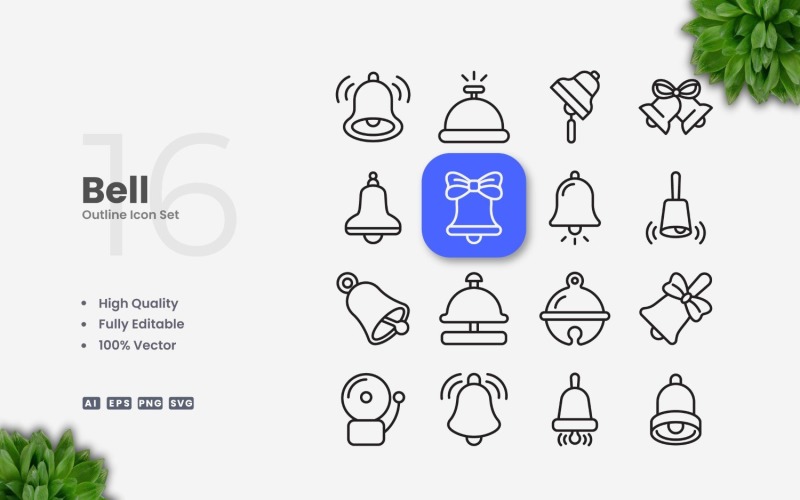 16 Bell Outline Icon Collection