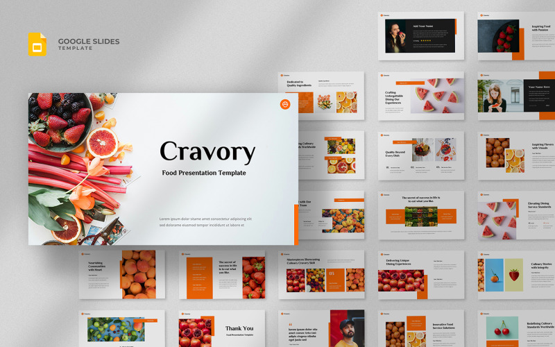 Cravory - Шаблон Google Slides для еды и ресторанов