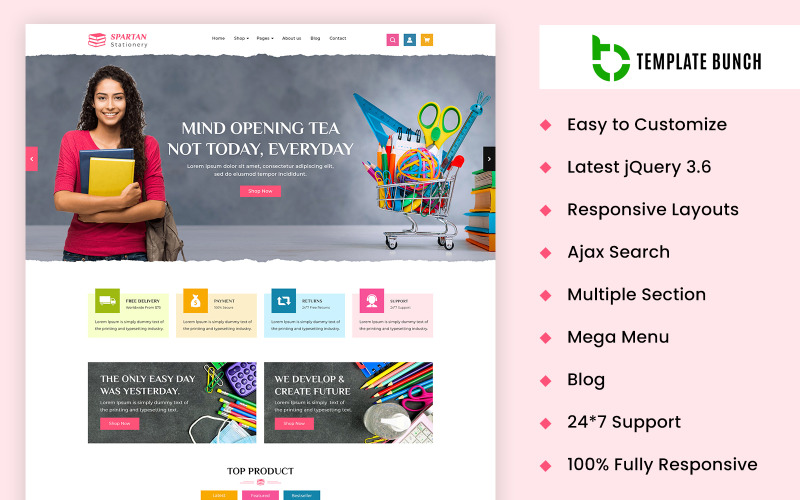 Spartan Stationery - Modelo de e-commerce multiuso Shopify Theme