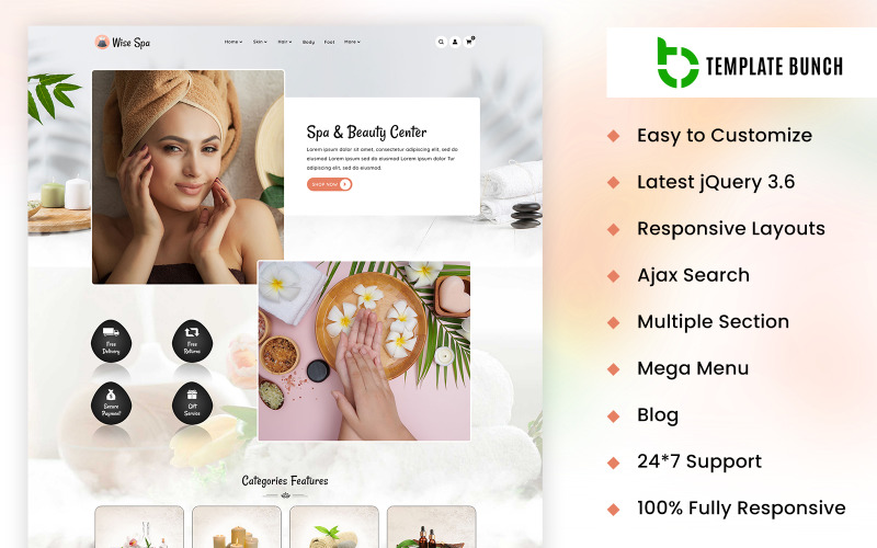 Wise Spa — адаптивная тема Shopify для электронной коммерции