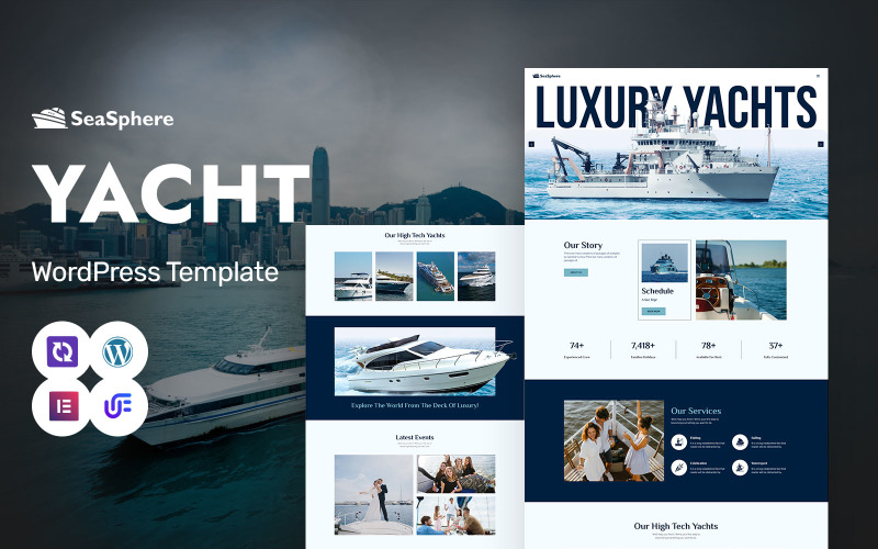 Seasphere – оренда та послуги розкішних яхт Тема WordPress Elementor