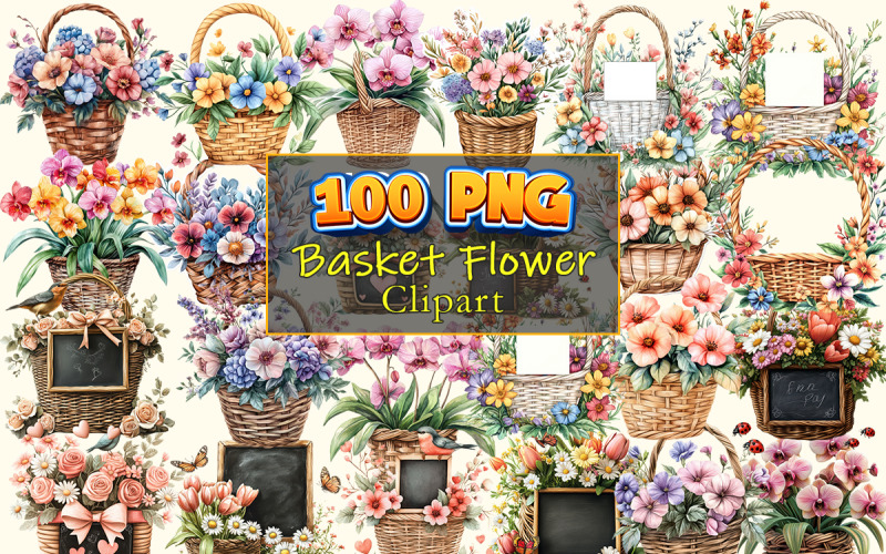 Basket Flower PNG Clipart, Floral Illustrations for Crafts & Designs