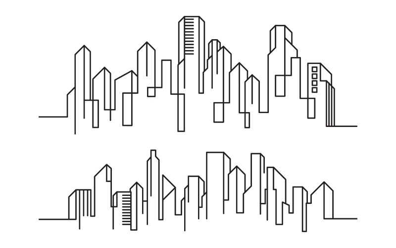 City Building Line art vektorillustration malldesign v.15