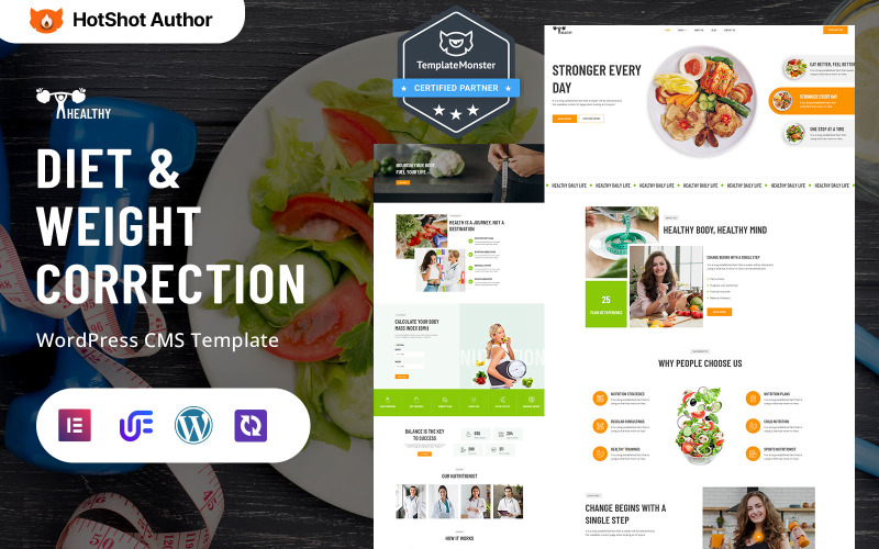 Healthy - Dieta, correzione del peso e coaching nutrizionale WordPress Elementor Theme