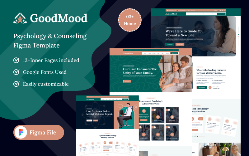 Plantilla Figma de psicología y asesoramiento de GoodMood