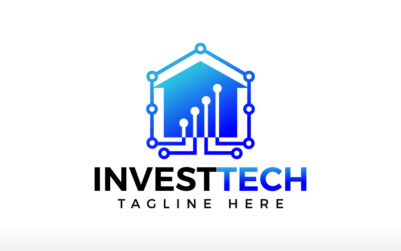 Logo de technologie financière, investissement immobilier, technologie des données, logo fintech, maison d'investissement