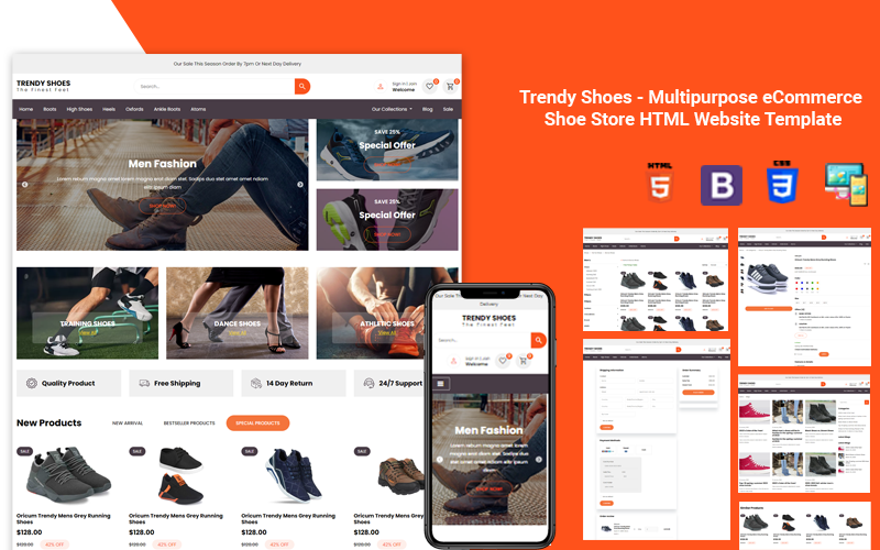 Trendy Shoes – víceúčelový e-shop s obuví HTML šablona webových stránek