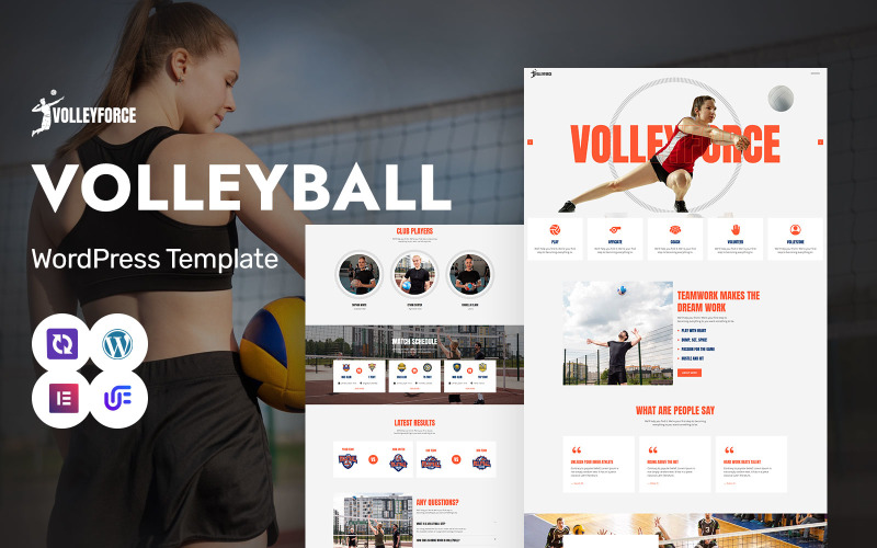 VolleyForce — тема WordPress Elementor для тренировок по волейболу, спортивных клубов и планирования матчей