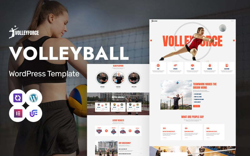 VolleyForce - Volleyball Training, Sports Club And Match Scheduling WordPress Elementor Theme