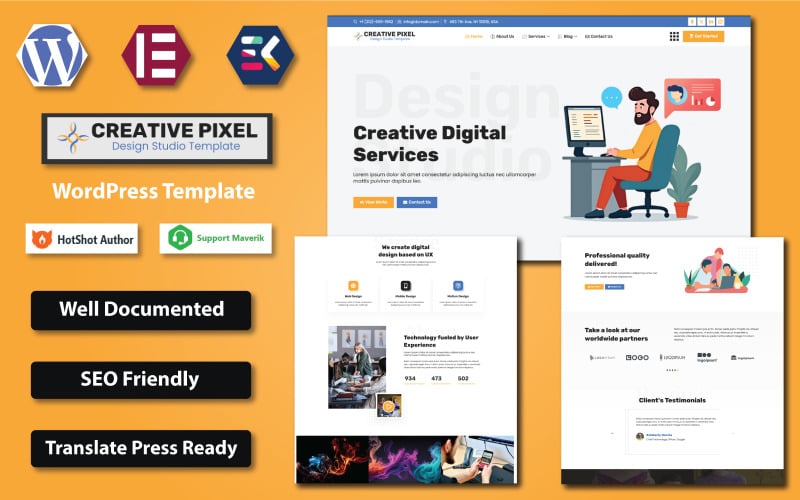 Creative Pixel – Design Studio WordPress Elementor Szablon