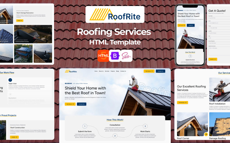 Roof Rite – HTML šablona pro stavbu a opravu střechy