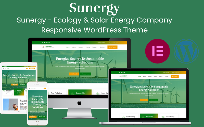 Sunergy – Responsives WordPress-Theme für Ökologie- und Solarenergieunternehmen