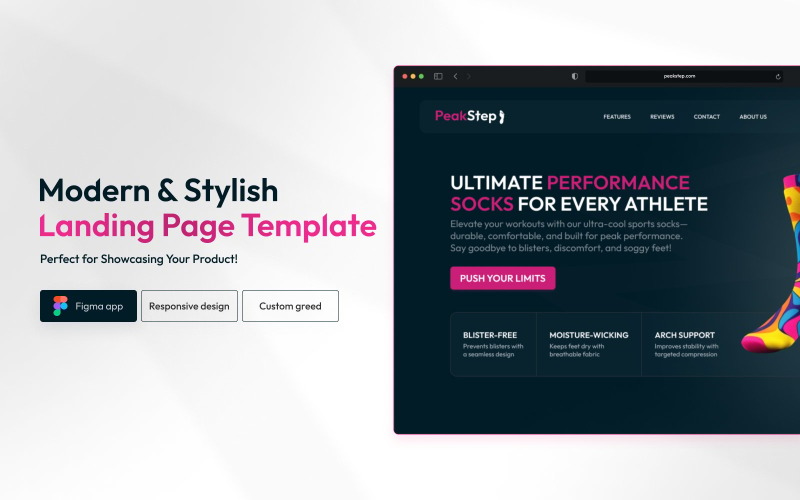 PeakStep — Minimal Landing Page UI Template