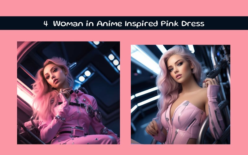 Frau im Anime-inspirierten rosa Kleid