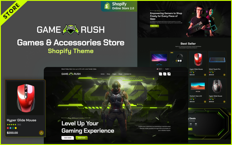 Game Rush UI - Gaming Gear & Accessoires Shopify-thema