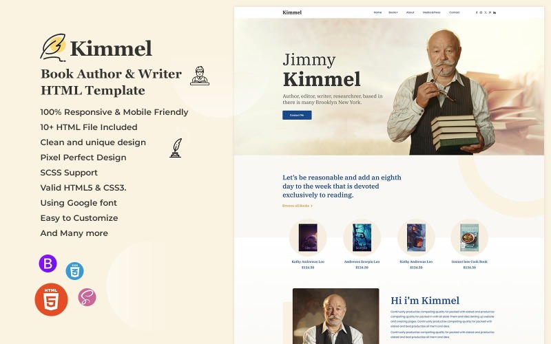 Kimmel - HTML-mall för bokförfattare och skribent