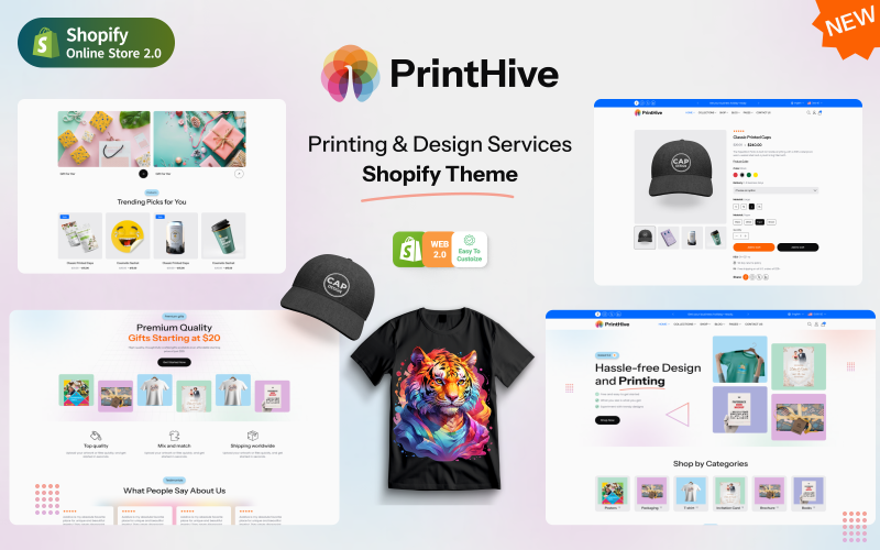 Nyomtatás Hive UI – Tervezés és festés Online Store Shopify téma