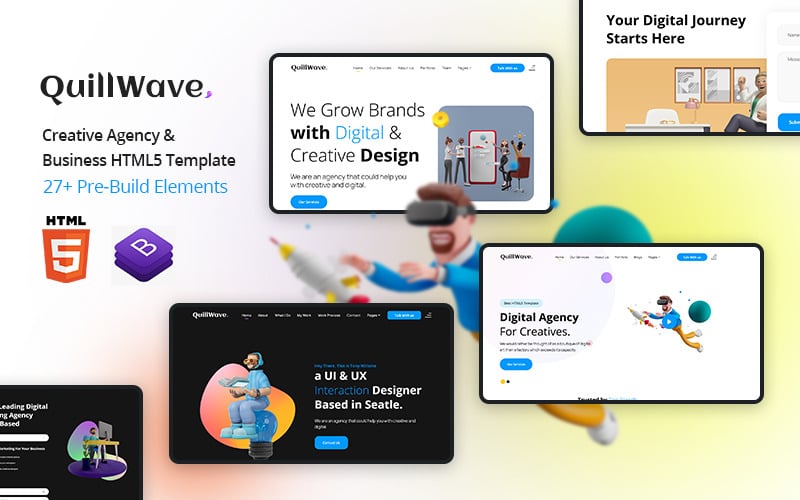 QuillWave — HTML5-шаблон для бизнеса и цифровых решений