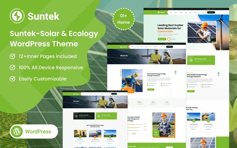 Suntek - Tema de WordPress adaptable a energías renovables solares