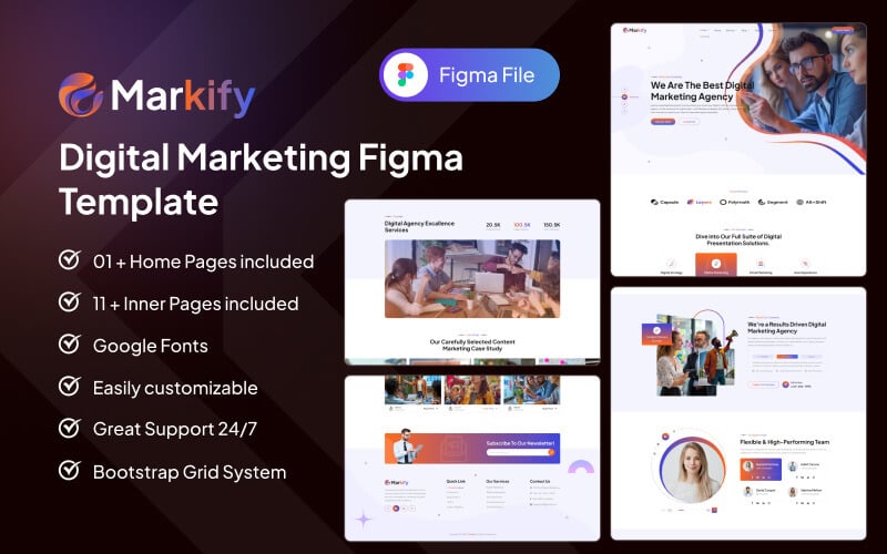 Modèle Figma de marketing numérique Markify