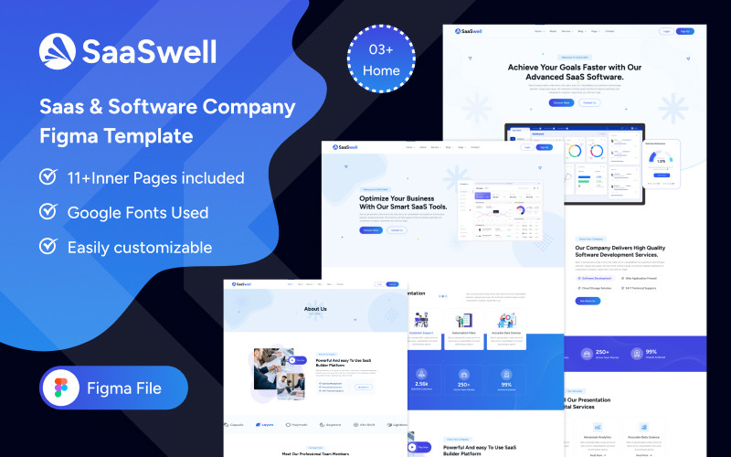 SaaSwell — шаблон Figma для Saas и программного обеспечения
