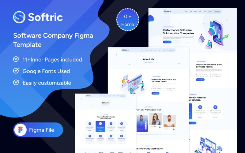 Softric - Modèle Figma pour société de logiciels