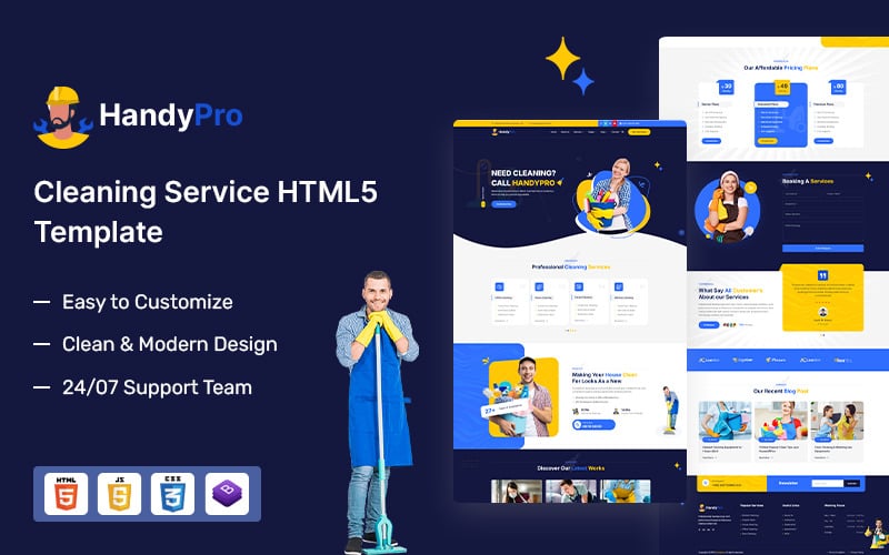 Handypro – HTML5-шаблон «Послуги з прибирання».