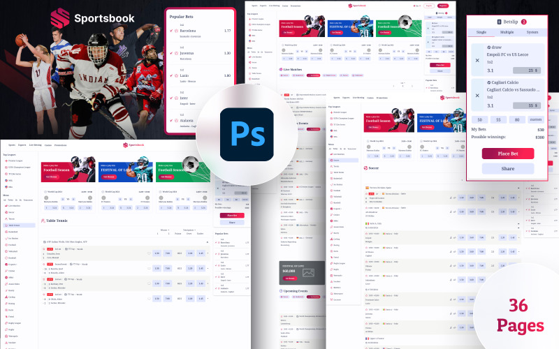 Sportsbook - PSD-Vorlage für Sportwetten