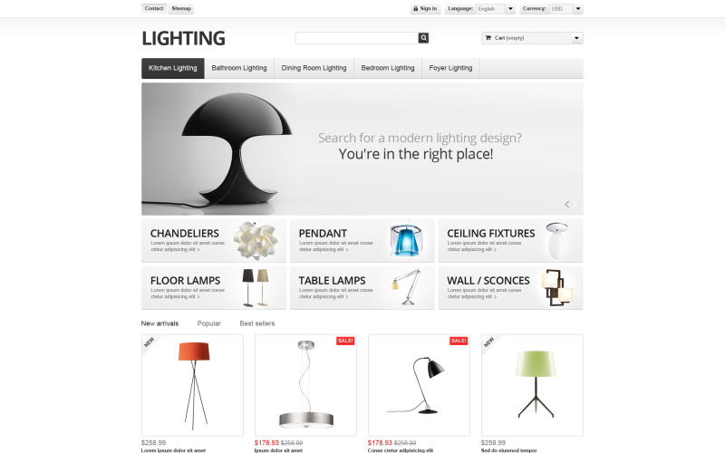 Tema de iluminação interna PrestaShop