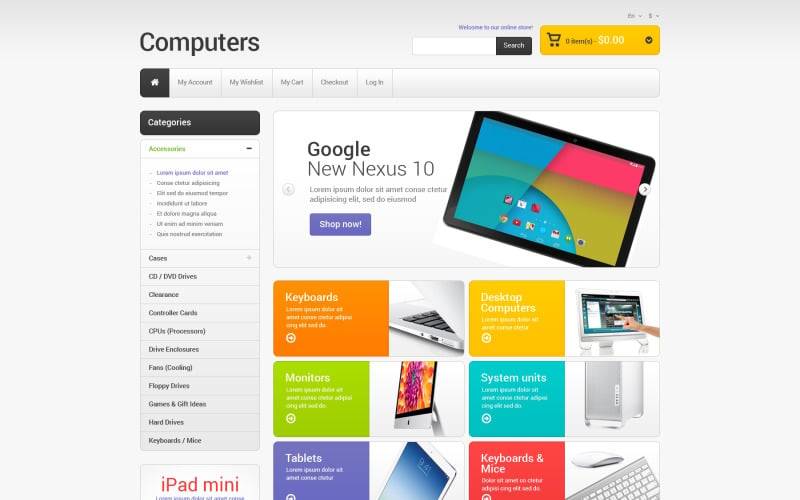 Tema Magento receptivo de la tienda de computadoras