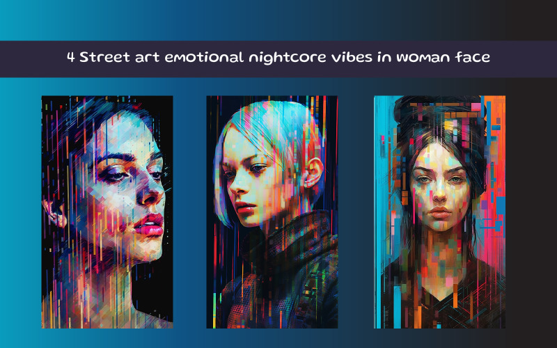 Colorful abstract woman portrait AI image