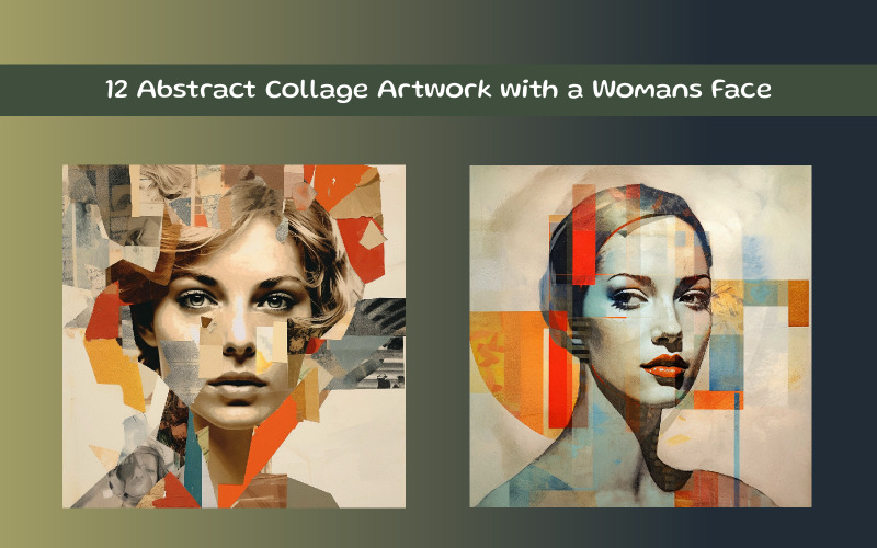 Abstract Collage Artwork with a Womans Face