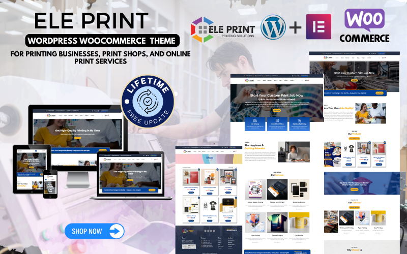 Ele-Print: tipografie, stampa digitale e prodotti personalizzati Tema WordPress WooCommerce Elementor