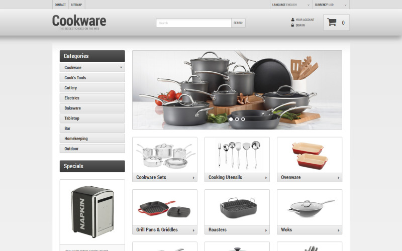 Tema PrestaShop del negozio di articoli per la cucina