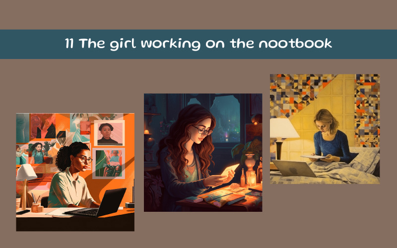 The girl working on the nootbook