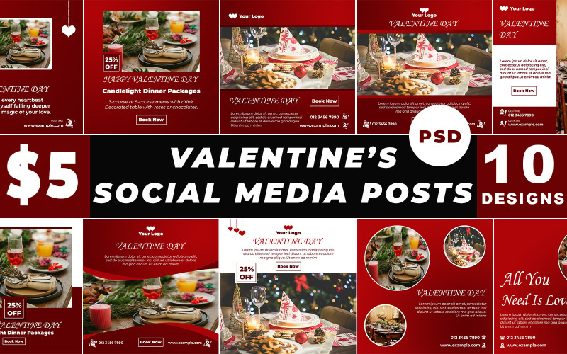 Happy Valentine's Day Posts Bundle | Sublimatiebundel | Valentijnsdag Sublimatieontwerp