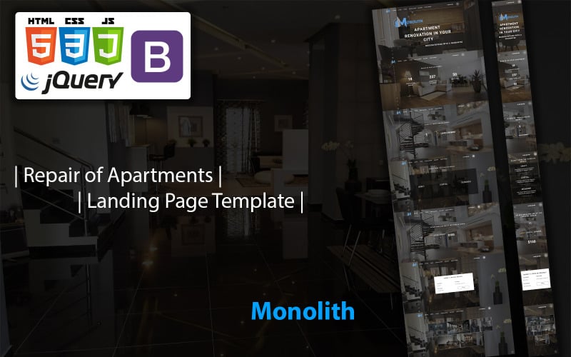 Monolith | Repair of Apartments | Landing Page Template |