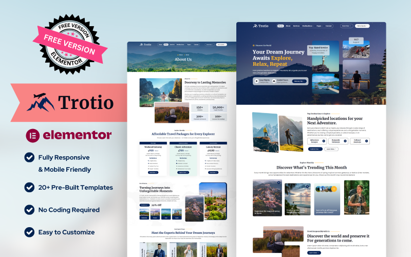 Trotio – Tour & Travel Agency Elementor Template Kit