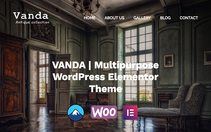 Vanda - Kolekcja antyków i zabytków Wielofunkcyjny motyw WordPress Elementor