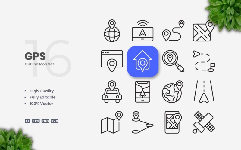 16 GPS Outline Icon Collection