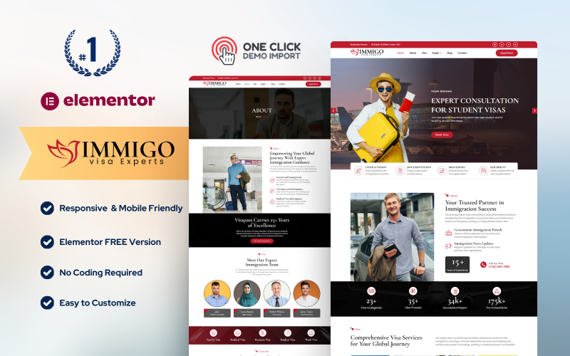 ImmiGo – Kit WordPress Elementor para Visto e Imigração