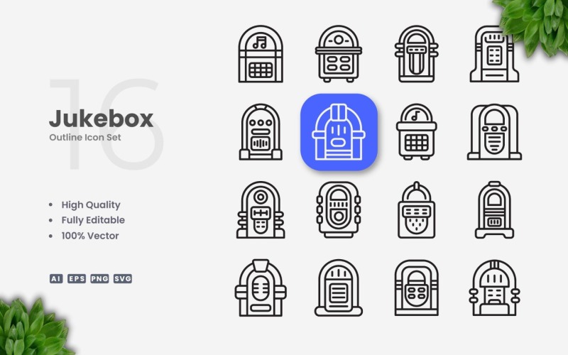 16 Jukebox Outline Icon Set