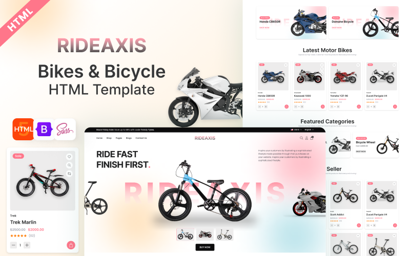 Ride Axis - Bicycle and Motor Cycle E-Commence HTML Template