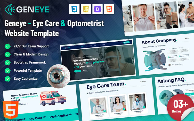 Geneye - Modelo de site de cuidados com os olhos e optometrista