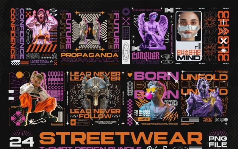 Streetwear Graphic T-shirt Designs PNG Bundle Vol3