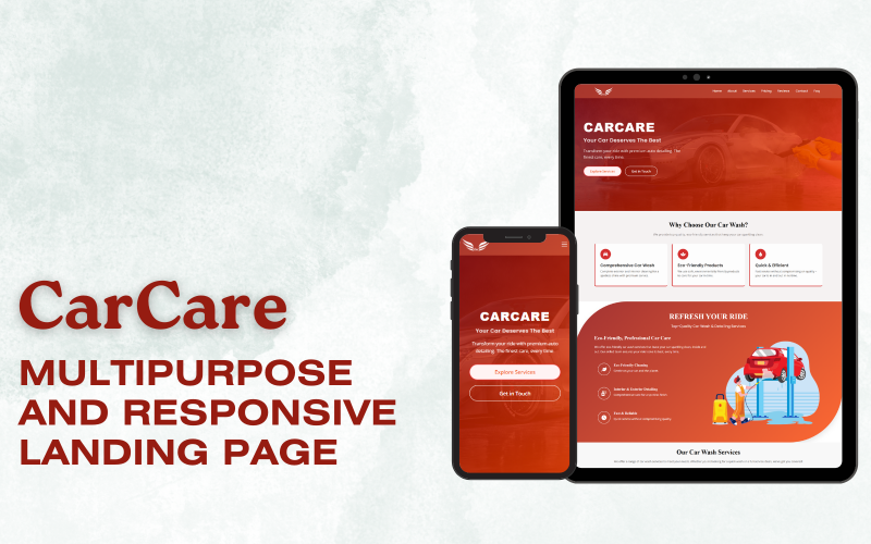 CarCare - Шаблон целевой страницы услуг автомойки