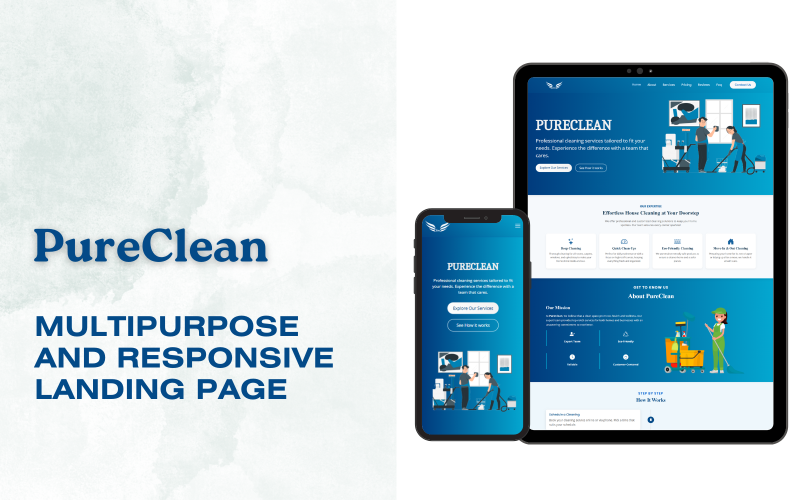 PureClean- Cleaning Services nyitóoldalsablon